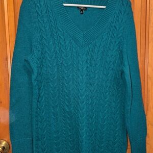 NWOT Talbots Cable Knit Teal Sweater
